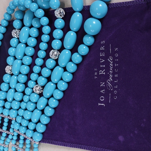 Joan Rivers 4 Strand Simulated Turquoise Layered Necklace - Picture 9 of 10